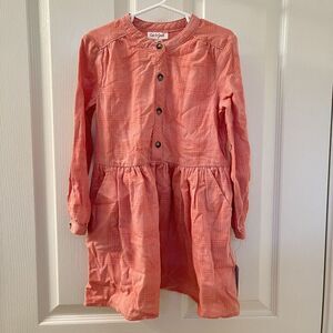 Cat & Jack Pink Rose Plaid Dress Long Sleeve Girls Size 5T NWT